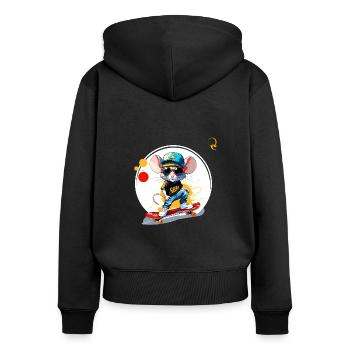 SOURIS MODERNE - Sweat à capuche zippé Premium bio Femme - noir - Dos - Julia (174cm)