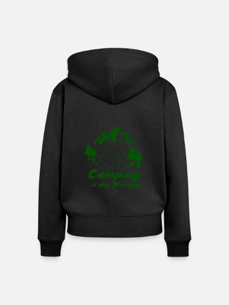 camping therapy - Frauen Premium Bio Zip Hoodie - Schwarz
