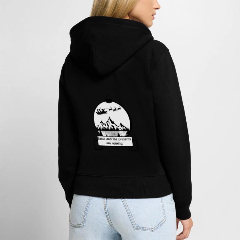 Weihnachtsmann mit Weihnachtskugel Frauen Premium Bio Zip Hoodie