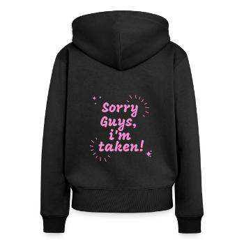 Désolé les gars, je suis pris - Sweat à capuche zippé Premium bio Femme - noir - Dos - Julia (174cm)