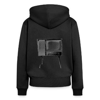 Vintage Fernseher - Frauen Premium Bio Zip Hoodie - Schwarz - Hinten - Julia (174cm)