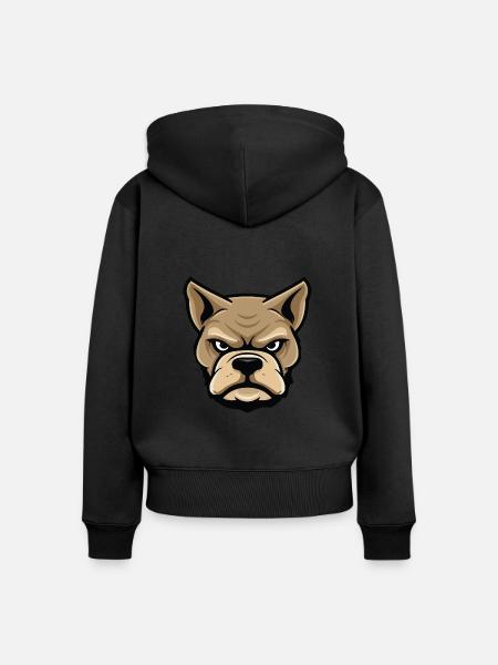 hund comic kopf - Frauen Premium Bio Zip Hoodie - Schwarz