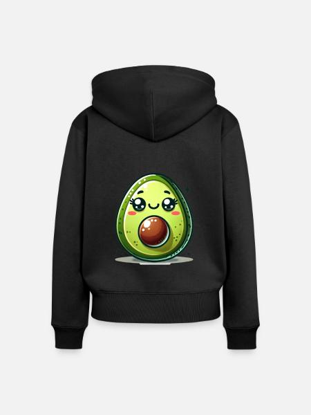 Avocado Comic - Frauen Premium Bio Zip Hoodie - Schwarz