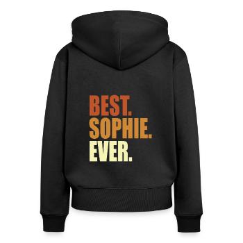 Meilleurs dictons drôles de Sophie - Sweat à capuche zippé Premium bio Femme - noir - Dos - Julia (174cm)