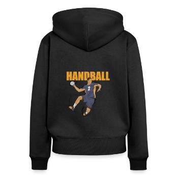 Handball - Sweat à capuche zippé Premium bio Femme - noir - Dos - Julia (174cm)