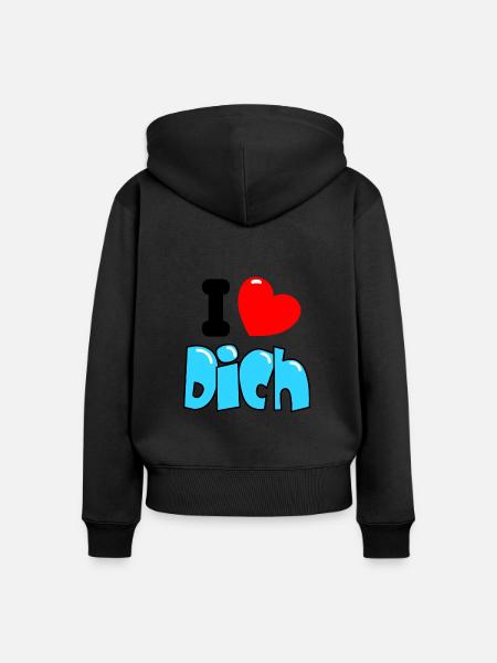 I Herz Dich - Frauen Premium Bio Zip Hoodie - Schwarz