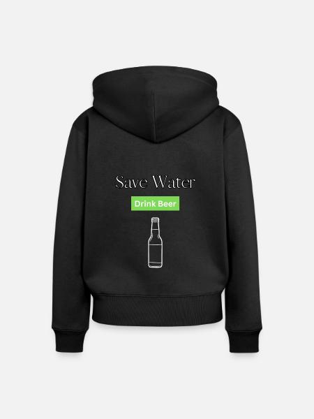 Save Water - Frauen Premium Bio Zip Hoodie - Schwarz