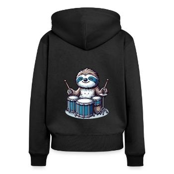 Sloth Drummer Drums - Women's Premium Organic Zip Hoodie - black - Back - Julia (174cm)