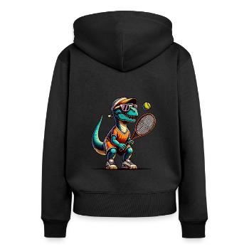 Dinosaure Joueur de tennis Garçon Sport - Sweat à capuche zippé Premium bio Femme - noir - Dos - Julia (174cm)