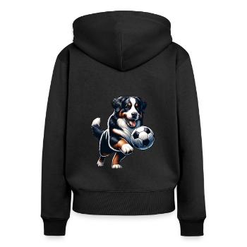 Bernhardiner Fußballspieler Champion Fan - Frauen Premium Bio Zip Hoodie - Schwarz - Hinten - Julia (174cm)