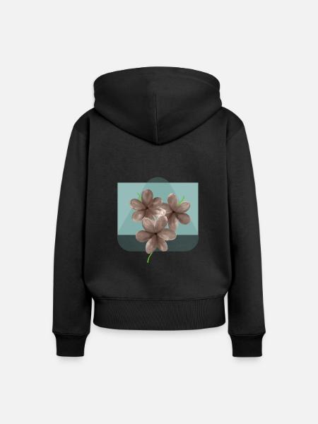blumige Blumenblüte - Frauen Premium Bio Zip Hoodie - Schwarz