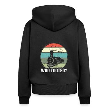 Vintage Train T-Shirt für Eisenbahnliebhaber - Frauen Premium Bio Zip Hoodie - Schwarz - Hinten - Julia (174cm)
