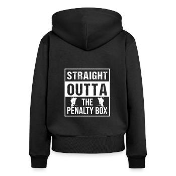 Eishockey Hockey Vintage Hockeyschläger Sprüche - Frauen Premium Bio Zip Hoodie - Schwarz - Hinten - Julia (174cm)