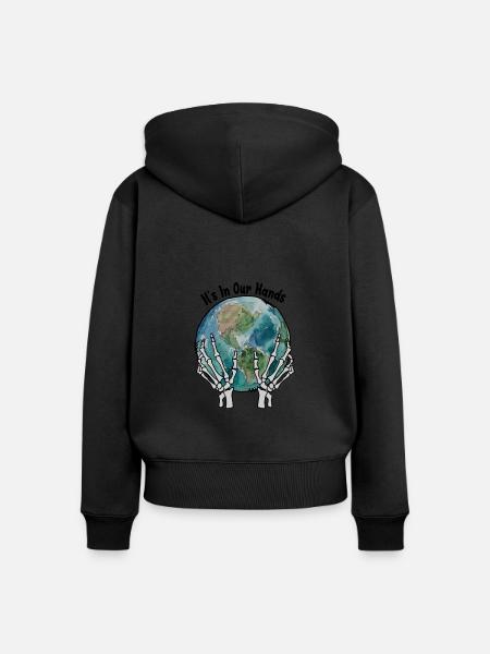Der Planet - Frauen Premium Bio Zip Hoodie - Schwarz