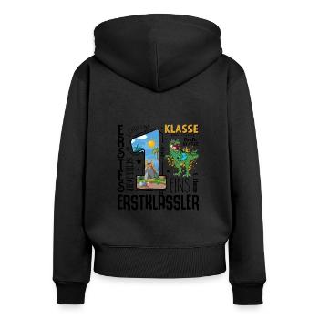 Dino T-Rex de 1ère classe - Sweat à capuche zippé Premium bio Femme - noir - Dos - Julia (174cm)