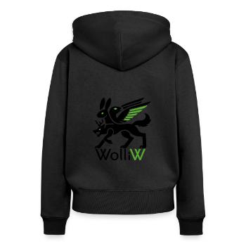 WolliW - Wolli Wolpertinger de Bavière - Sweat à capuche zippé Premium bio Femme - noir - Dos - Julia (174cm)