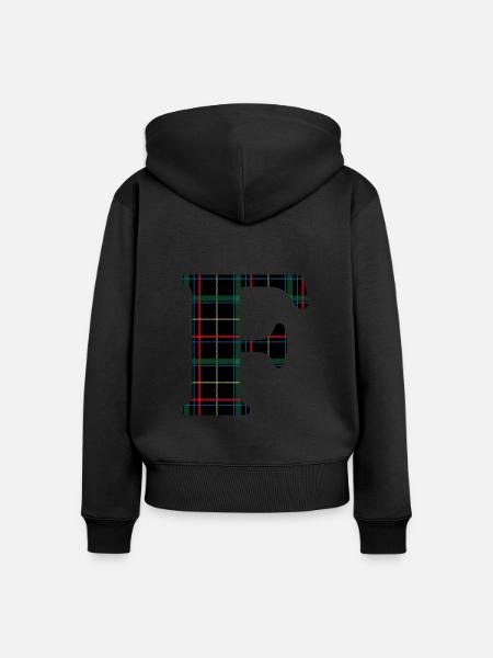 Monogramm f Schottischer Tartan - Frauen Premium Bio Zip Hoodie - Schwarz