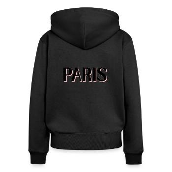 PARIS - Frauen Premium Bio Zip Hoodie - Schwarz - Hinten - Julia (174cm)