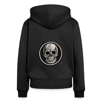 Schädel - Frauen Premium Bio Zip Hoodie - Schwarz - Hinten - Julia (174cm)