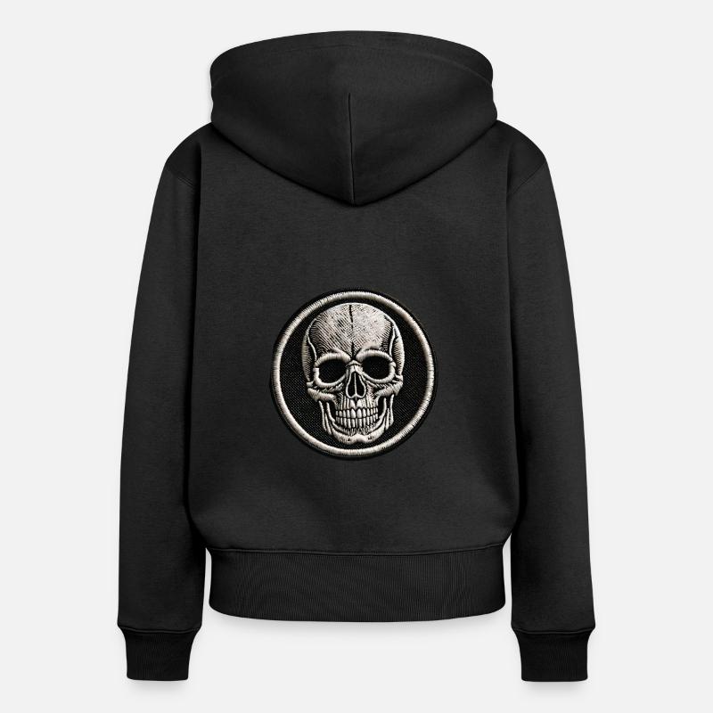 crâne - Sweat à capuche zippé Premium bio Femme - noir