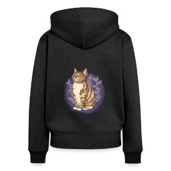 Leafpool Blattsee Tiger Katze Warriors Cats süß - Frauen Premium Bio Zip Hoodie - Schwarz - Hinten - Julia (174cm)