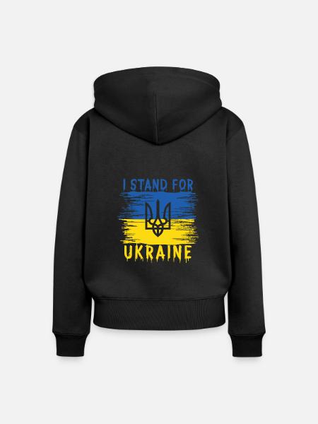 I Stand For Ukraine - Frauen Premium Bio Zip Hoodie - Schwarz