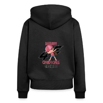 Dab Girl Grundschule - Frauen Premium Bio Zip Hoodie - Schwarz - Hinten - Julia (174cm)