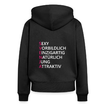 Svenja Name Geschenk - Frauen Premium Bio Zip Hoodie - Schwarz - Hinten - Julia (174cm)