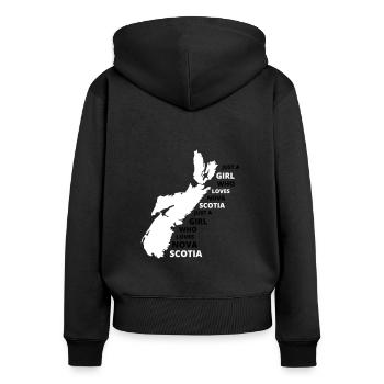 GOWILD - Just a girl who loves Nova Scotia - Women's Premium Organic Zip Hoodie - black - Back - Julia (174cm)