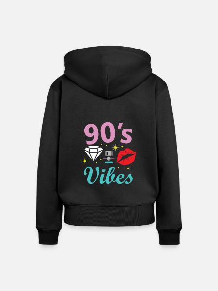 1990iger Sprüche 90s Geschenksidee - Frauen Premium Bio Zip Hoodie - Schwarz