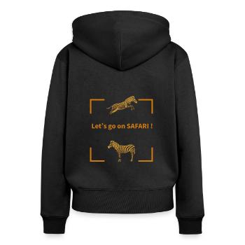 C’est parti pour SAFARI - Sweat à capuche zippé Premium bio Femme - noir - Dos - Julia (174cm)
