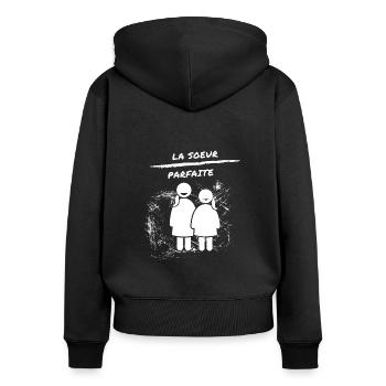 La soeur parfaite - Sweat à capuche zippé Premium bio Femme - noir - Dos - Julia (174cm)