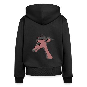 Eva die traurige Hirschkuh - Frauen Premium Bio Zip Hoodie - Schwarz - Hinten - Julia (174cm)