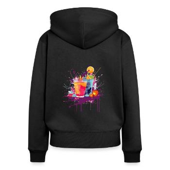 Cocktail 1 - Sweat à capuche zippé Premium bio Femme - noir - Dos - Julia (174cm)