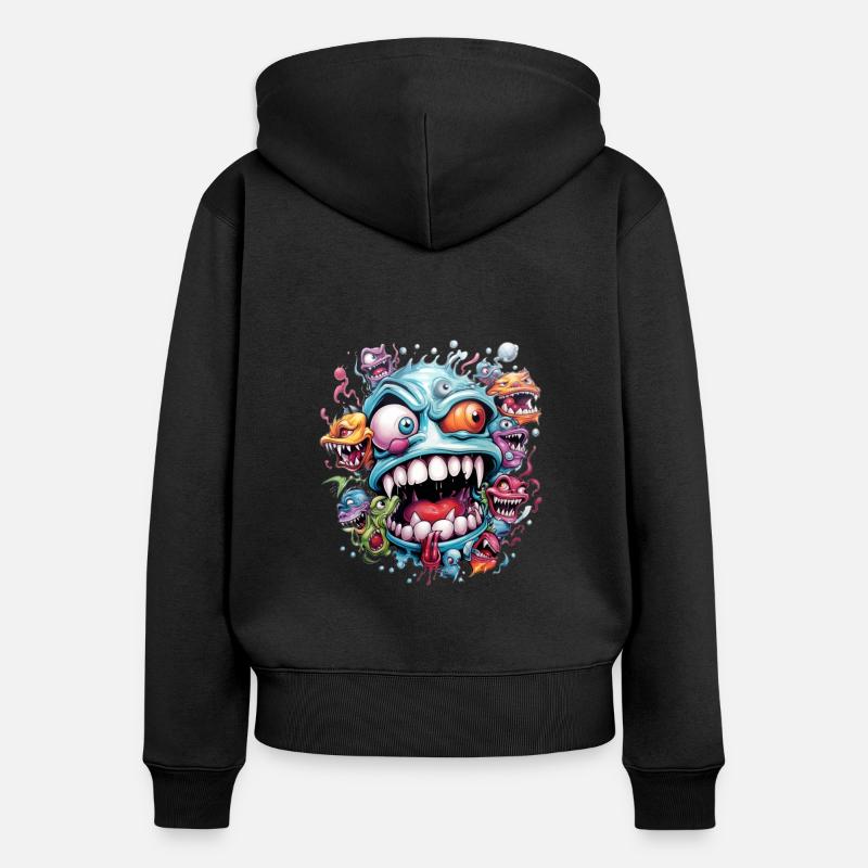 Monstre effrayant Zombie - Sweat à capuche zippé Premium bio Femme - noir