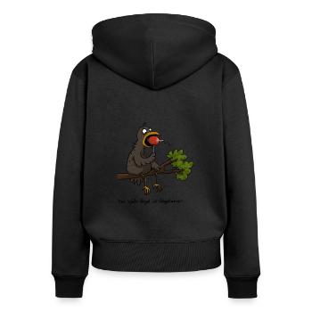 Der späte Vogel ist Vegetarier - Frauen Premium Bio Zip Hoodie - Schwarz - Hinten - Julia (174cm)
