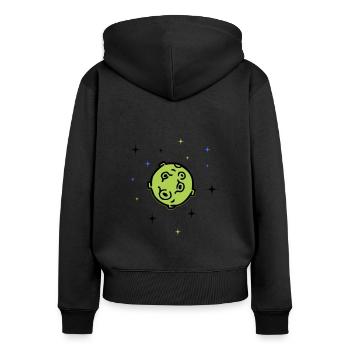 planet - Frauen Premium Bio Zip Hoodie - Schwarz - Hinten - Julia (174cm)