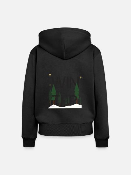 Winterlandschaft - Frauen Premium Bio Zip Hoodie - Schwarz