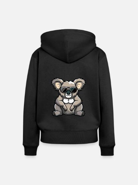 Koala Comic Cool - Frauen Premium Bio Zip Hoodie - Schwarz