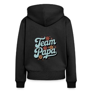 Team Papa Retro-T-Shirt - Frauen Premium Bio Zip Hoodie - Schwarz - Hinten - Julia (174cm)