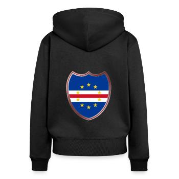 Cap Verde (Kap Verde_Wappen) - Frauen Premium Bio Zip Hoodie - Schwarz - Hinten - Julia (174cm)