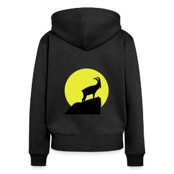 Sternzeichen Steinbock - Frauen Premium Bio Zip Hoodie - Schwarz - Hinten - Julia (174cm)