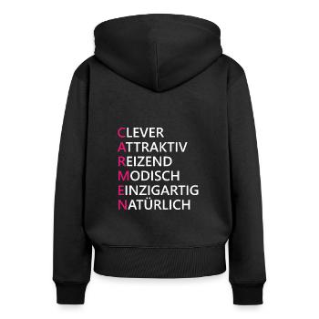 Carmen Name Geschenk - Frauen Premium Bio Zip Hoodie - Schwarz - Hinten - Julia (174cm)