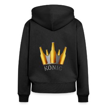 König - Frauen Premium Bio Zip Hoodie - Schwarz - Hinten - Julia (174cm)