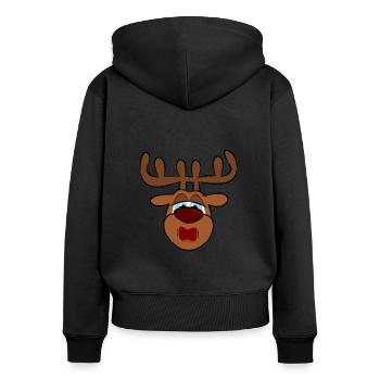 Reindeer kiss - Frauen Premium Bio Zip Hoodie - Schwarz - Hinten - Julia (174cm)