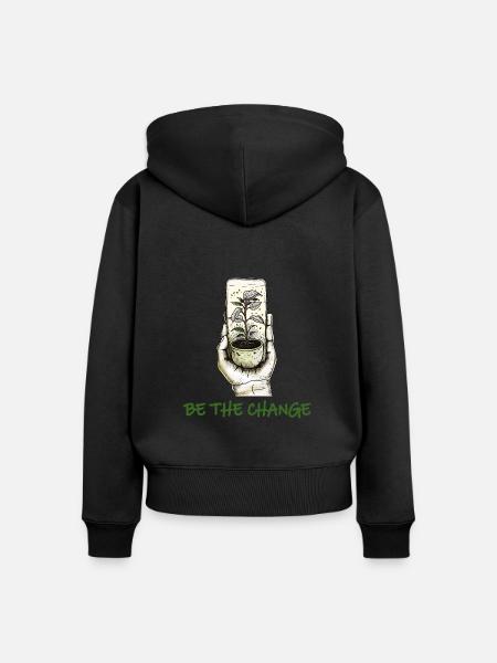 Sei die Veränderung - Frauen Premium Bio Zip Hoodie - Schwarz