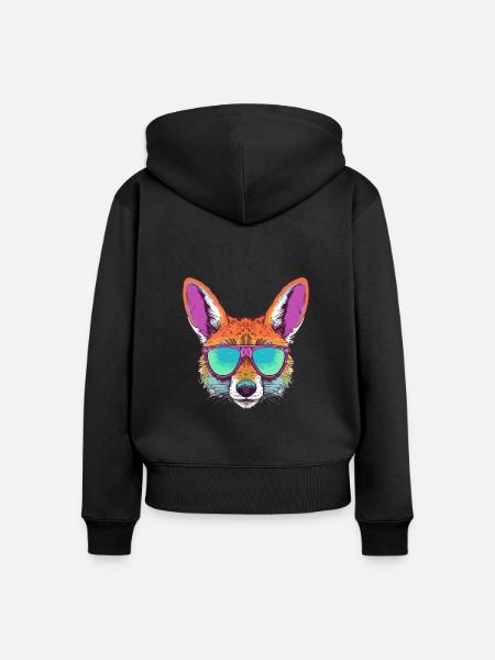 Kho der Kojote - Frauen Premium Bio Zip Hoodie - Schwarz