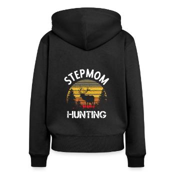 Stiefmütter JagenVintage Stepmom Hunting Sprüche - Frauen Premium Bio Zip Hoodie - Schwarz - Hinten - Julia (174cm)