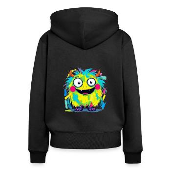 Bunte Monsterkunst - Niedlicher & verspielter Charakter - Frauen Premium Bio Zip Hoodie - Schwarz - Hinten - Julia (174cm)