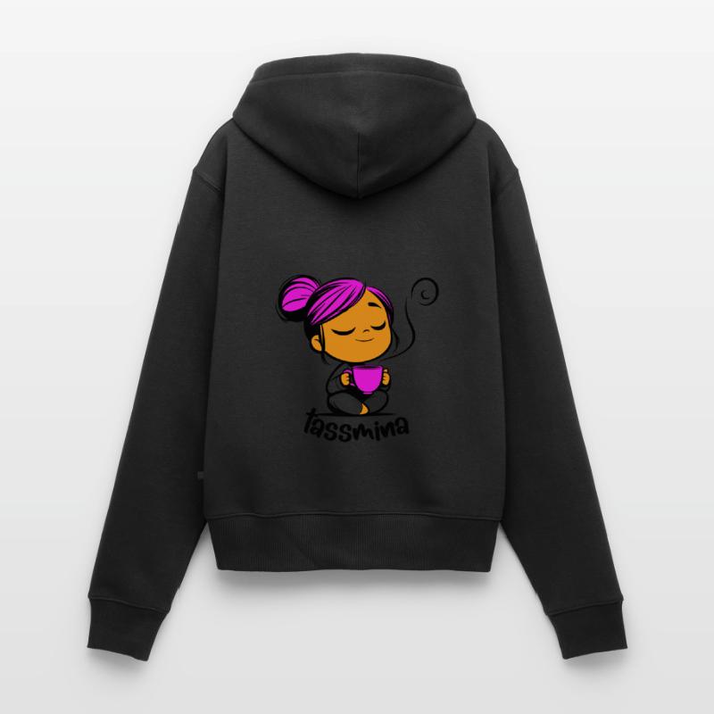 Tassmina enspannt mit einer Tasse Tee oder Kaffee Frauen Premium Bio Zip Hoodie